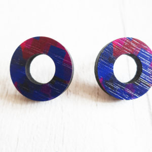 Purple abstract wooden polo studs
